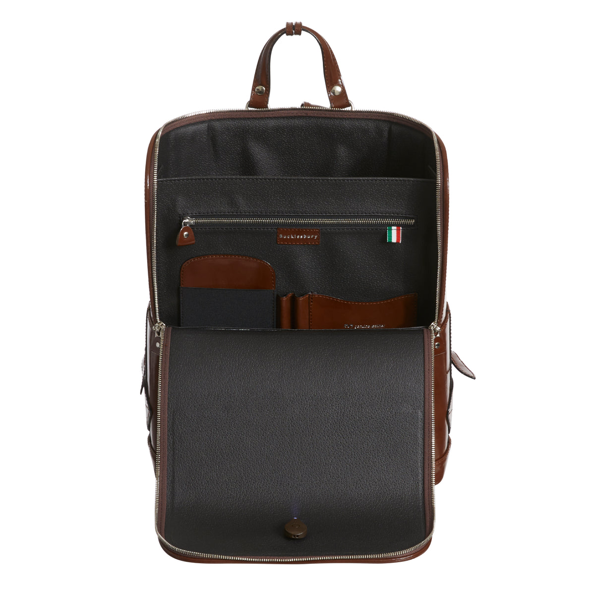 Dunkelbrauner Bucklesbury-Rucksack aus feinem italienischem Leder