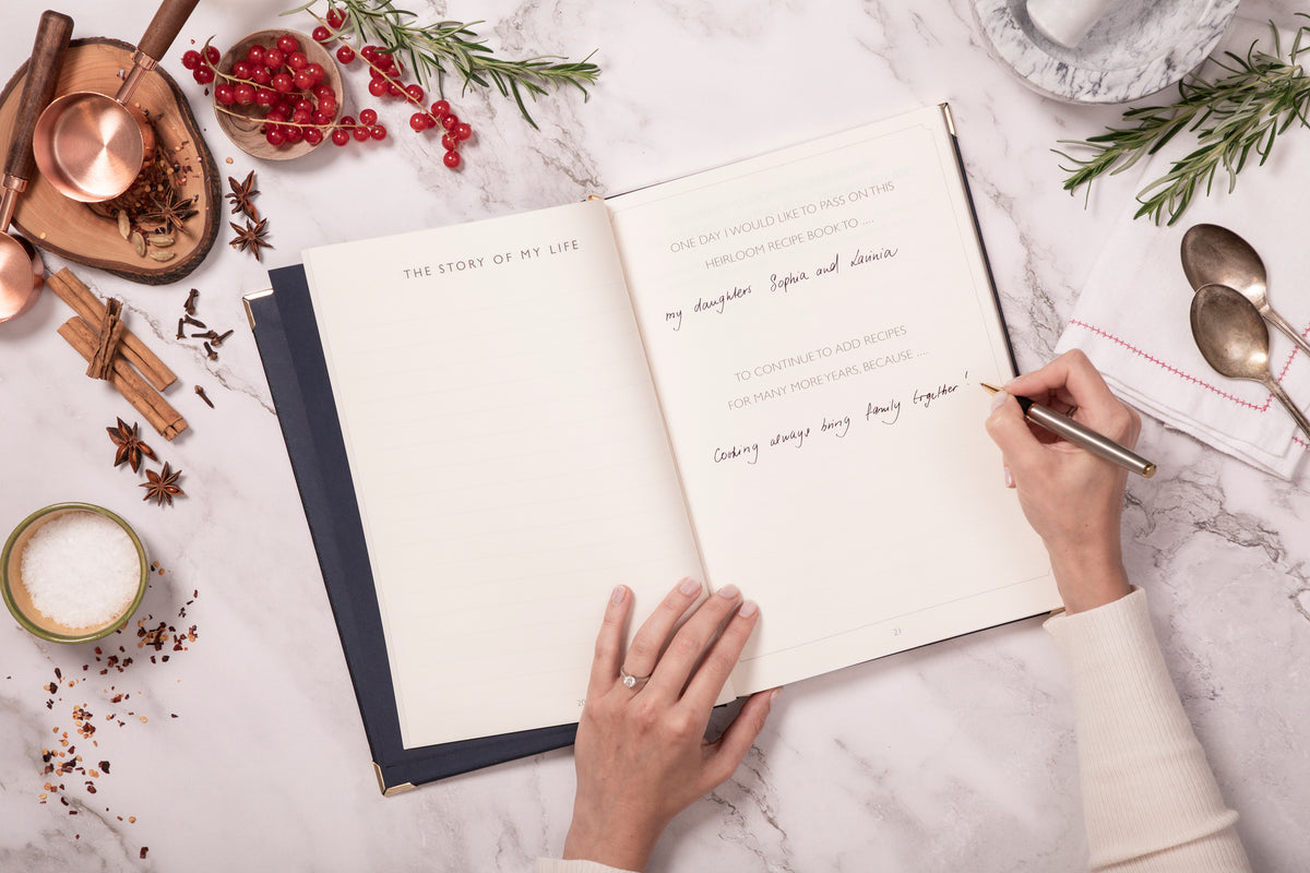 Livre de recettes Héritage en Croco Bleu Foncé