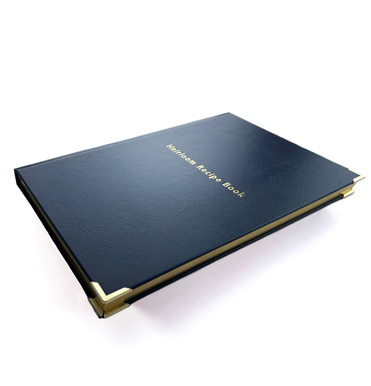 Livre de recettes ancestral en cuir bleu marine