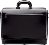 Black leather attaché briefcase and laptop bag for men and women