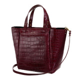 Tote Handtasche in Burgund Croc