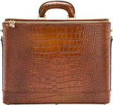 Croco Caramel leather attaché briefcase and laptop bag for men and women