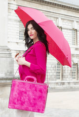 Laptoptasche aus italienischem Leder in Rosa Fuchsie