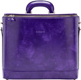 Purple leather attaché briefcase and laptop bag for men and women