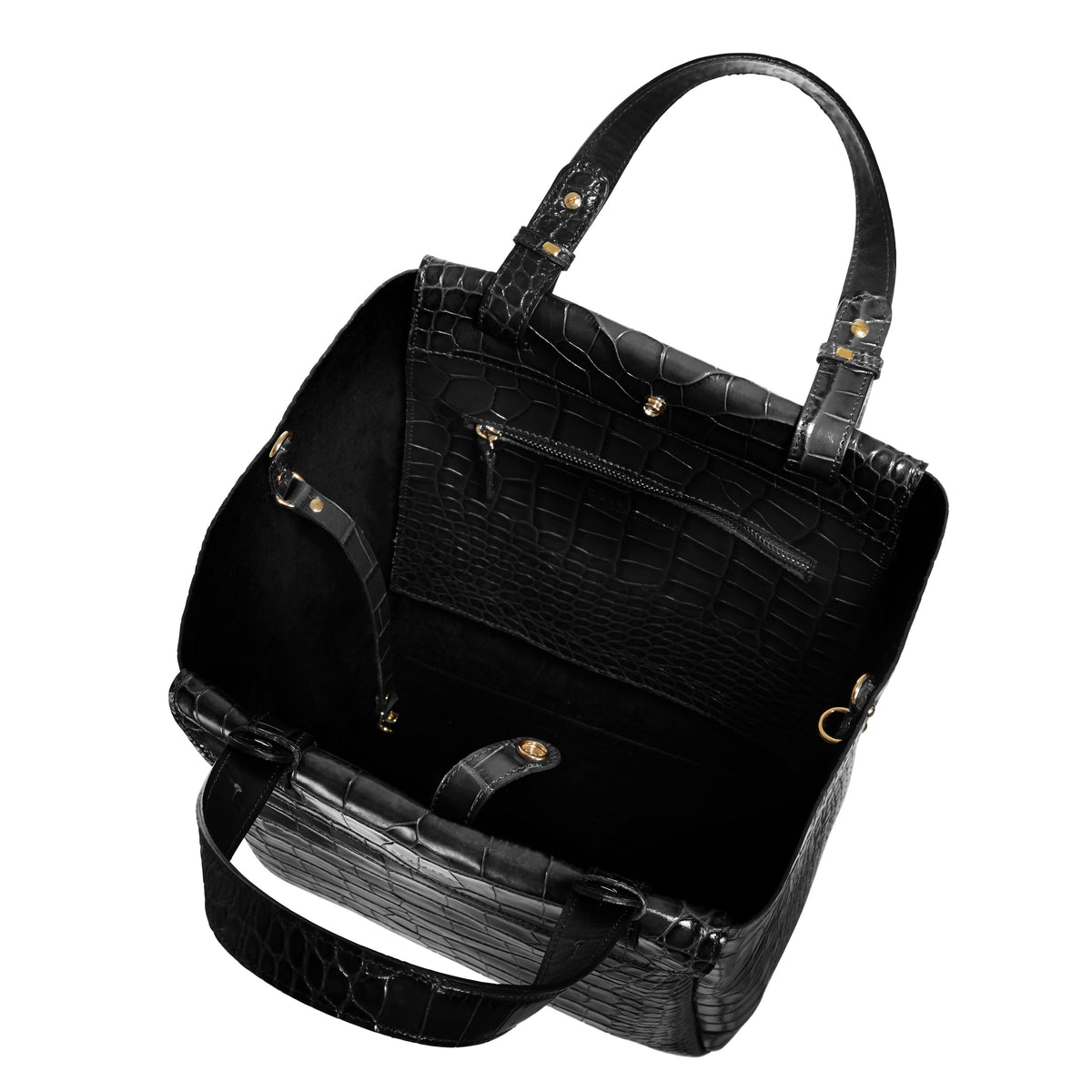 Tote Handbag in Black Croc
