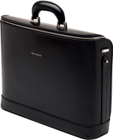 Black leather attaché briefcase and laptop bag for men and women