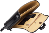 Black leather attaché briefcase and laptop bag for men and women