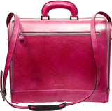 Fuchsia leather attaché briefcase and laptop bag for men and women