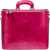 Fuchsia leather attaché briefcase and laptop bag for men and women