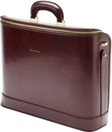 Burgundy leather attaché briefcase and laptop bag for men and women