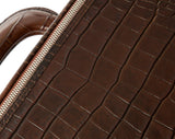 Dark Brown Croco leather attaché briefcase and laptop bag for men and women
