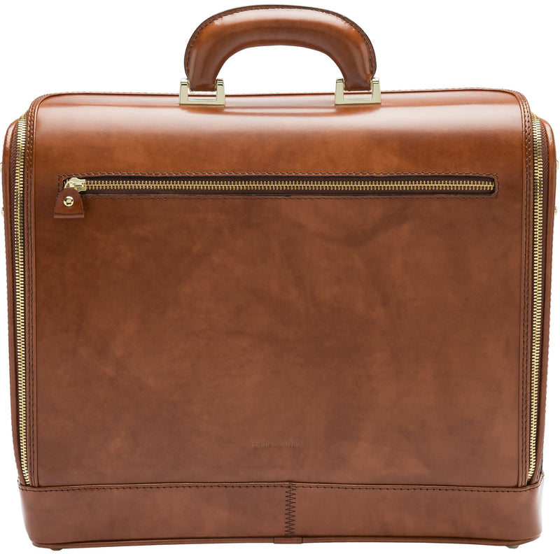 Caramel leather attaché briefcase and laptop bag for men and women
