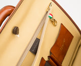 Caramel leather attaché briefcase and laptop bag for men and women