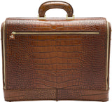 Croco Caramel leather attaché briefcase and laptop bag for men and women