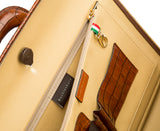 Croco Caramel leather attaché briefcase and laptop bag for men and women