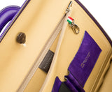 Purple leather attaché briefcase and laptop bag for men and women