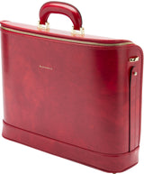 Red leather attaché briefcase and laptop bag for men and women