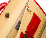 Red leather attaché briefcase and laptop bag for men and women