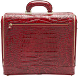 Red croco leather attaché briefcase and laptop bag for men and women