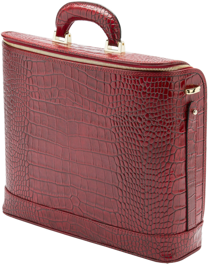 Red croco leather attaché briefcase and laptop bag for men and women