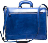 Royal blue leather attaché briefcase and laptop bag for men and women