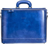 Royal blue leather attaché briefcase and laptop bag for men and women