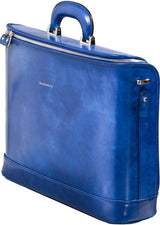 Royal blue leather attaché briefcase and laptop bag for men and women