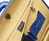 Royal blue leather attaché briefcase and laptop bag for men and women