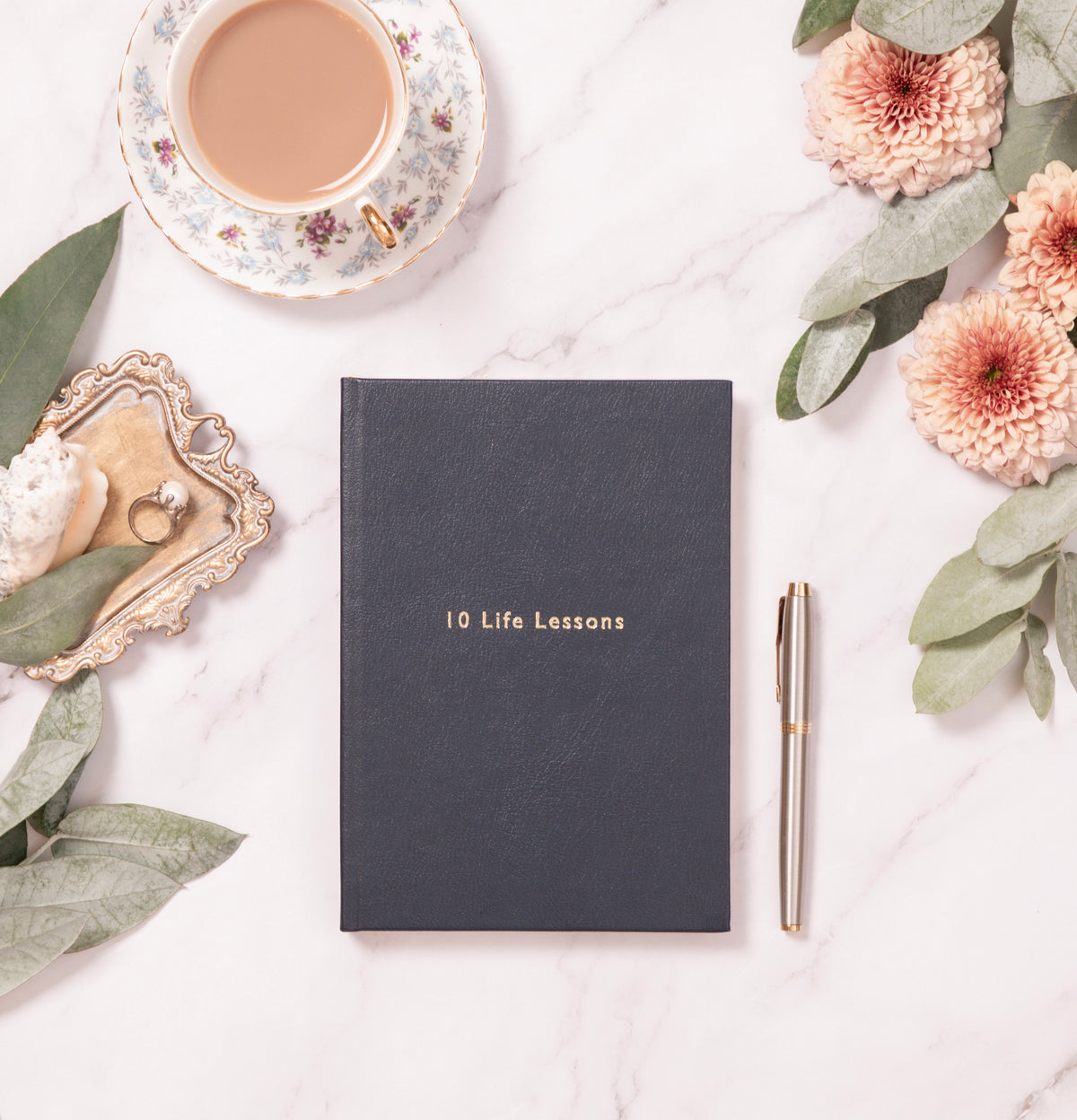 10 Life Lessons Journal In Navy Blue Leather