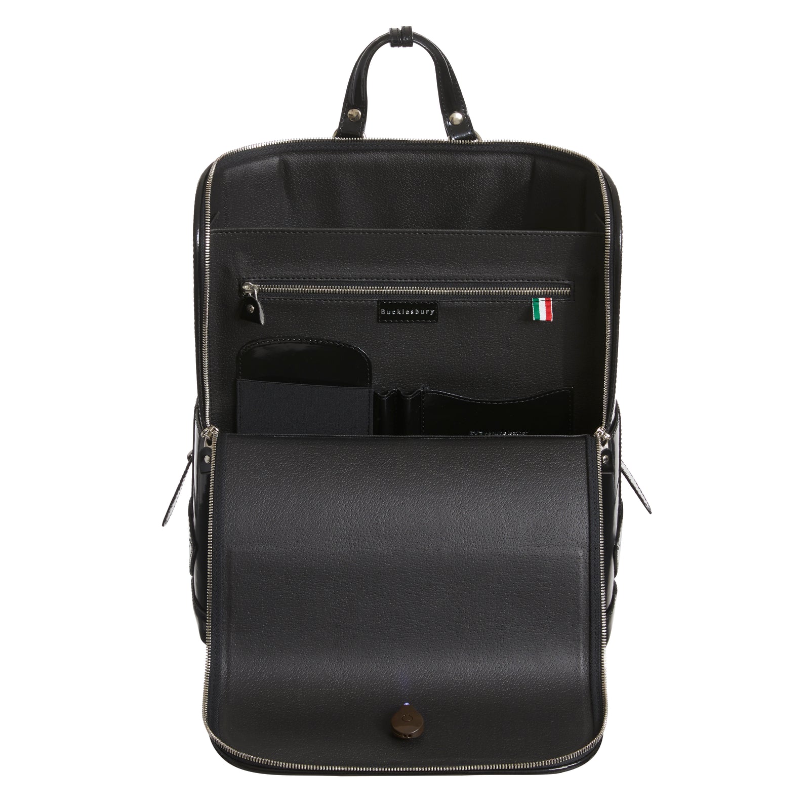 Black Bucklesbury Italian Leather Backpack for Business, Travel & Equipment