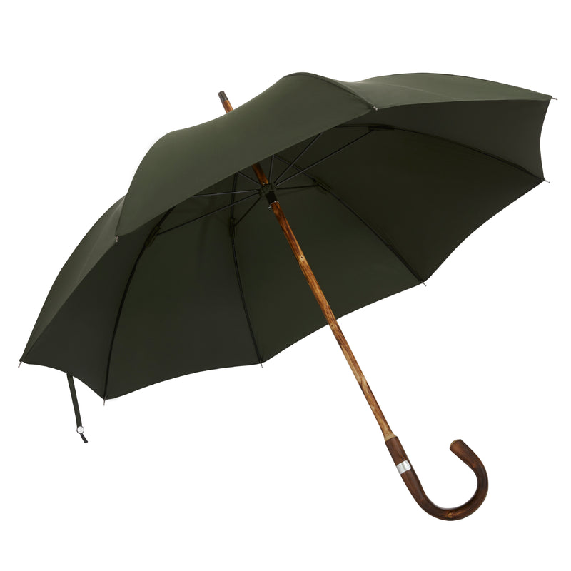 The London Umbrella - Crafted From A Single Piece Of English Chestnut - Dark Green