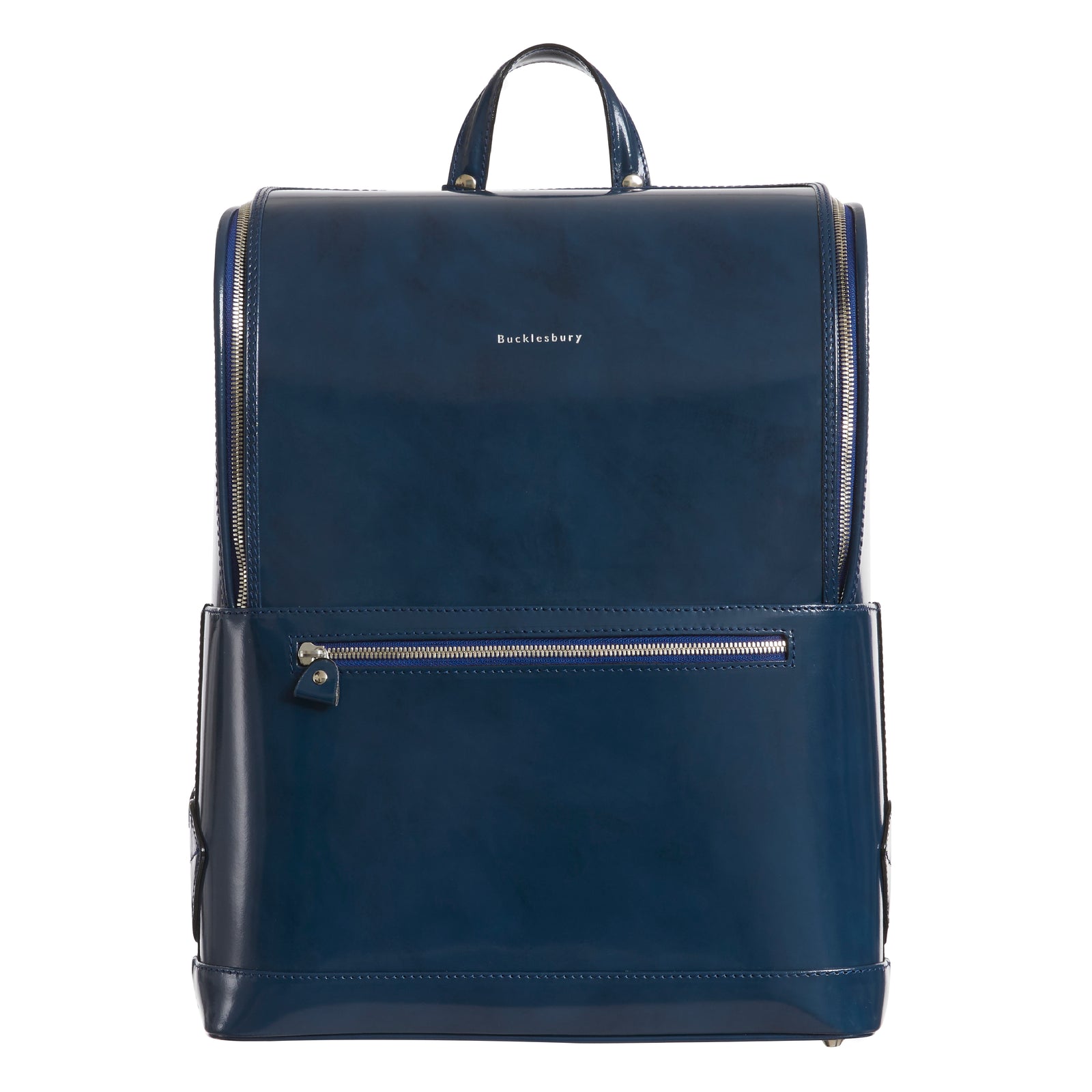 Navy Blue Bucklesbury Italian Leather Backpack for Business Travel Equipment