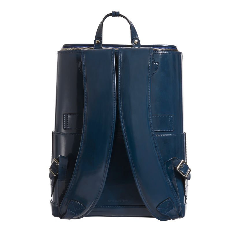 Navy Blue Bucklesbury Italian Leather Backpack for Business