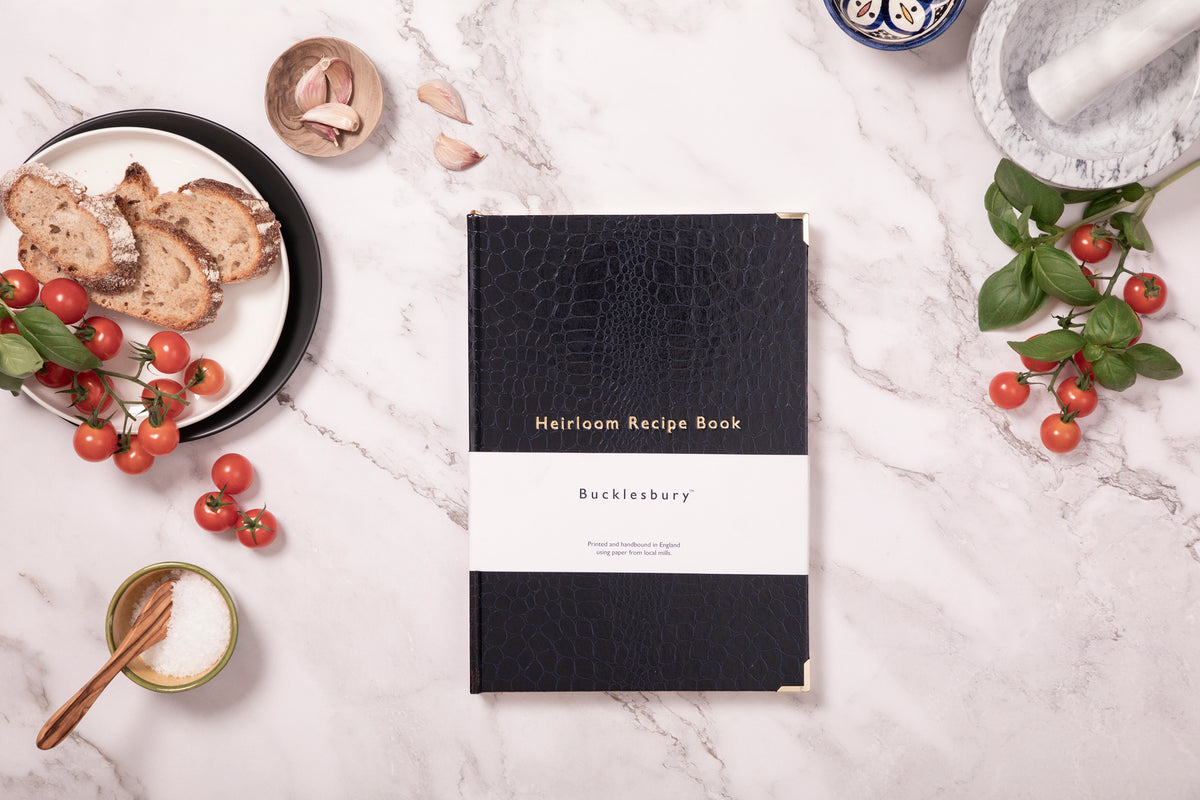 Livre de recettes Héritage en Croco Bleu Foncé