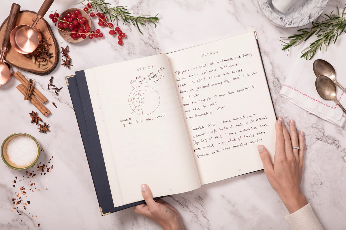 Livre de recettes Héritage en Croco Bleu Foncé