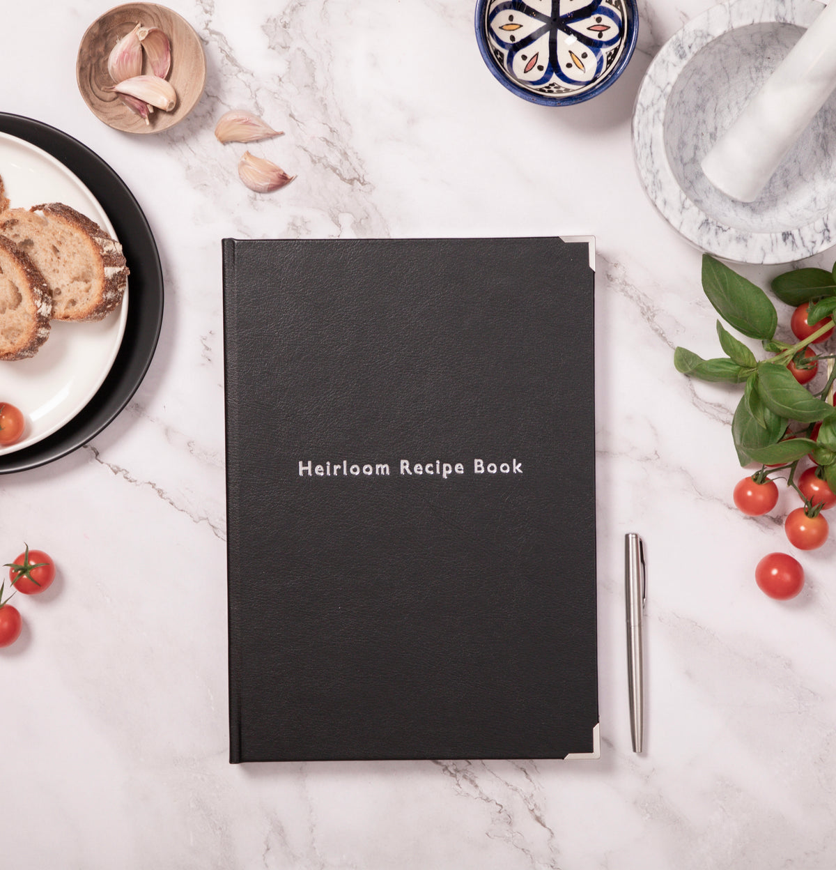 Livre de recettes Héritage en cuir noir