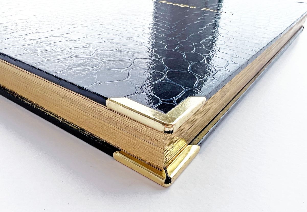 Livre de recettes Héritage en Croco Bleu Foncé