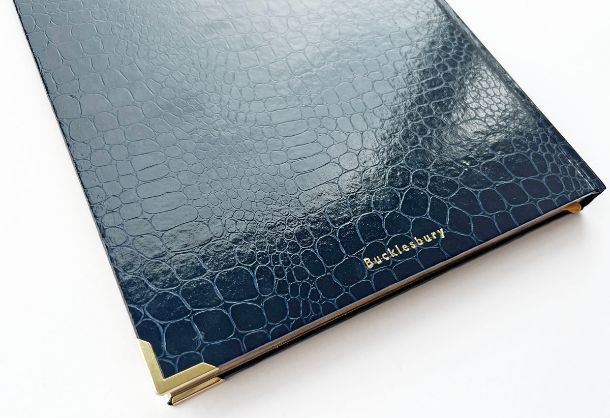 Livre de recettes Héritage en Croco Bleu Foncé