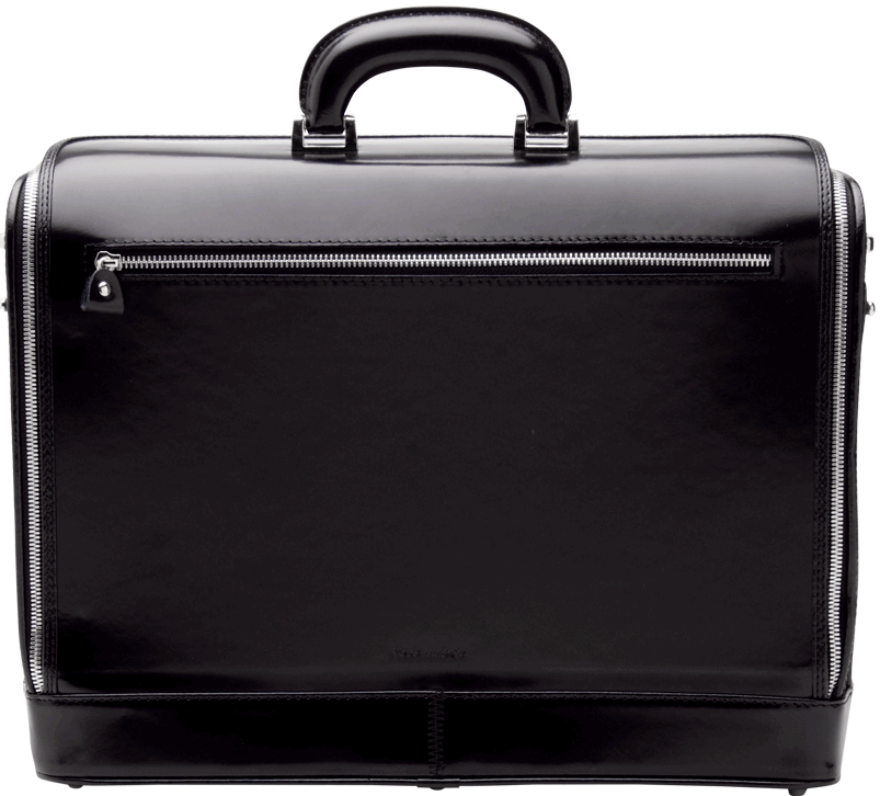 Black leather attaché briefcase and laptop bag for men and women