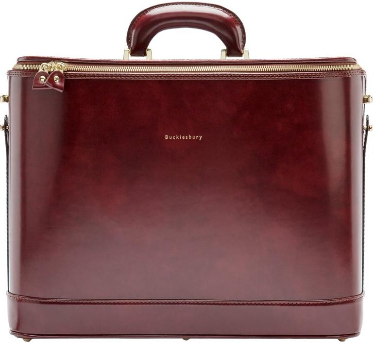Burgundy leather attaché briefcase and laptop bag for men and women