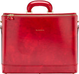 Red leather attaché briefcase and laptop bag for men and women