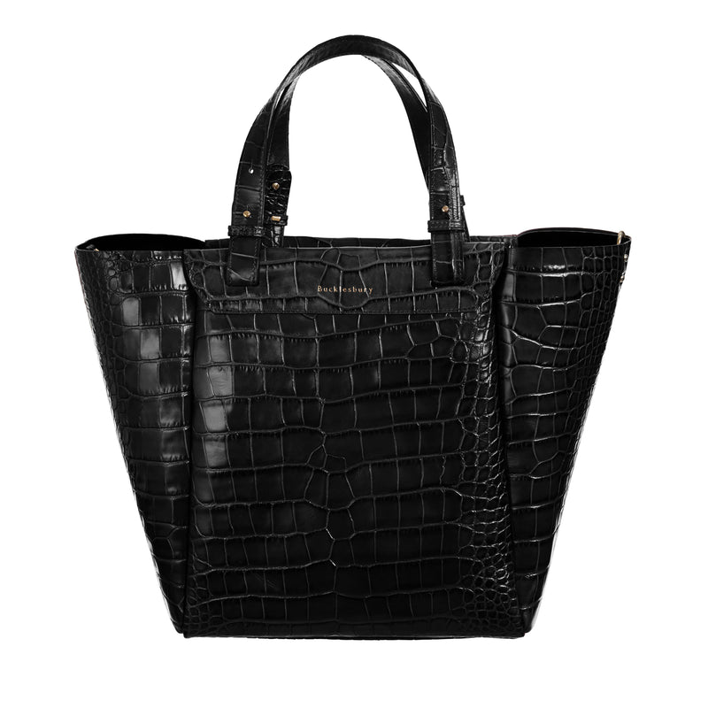 Tote Handbag in Black Croc