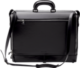 Black leather attaché briefcase and laptop bag for men and women
