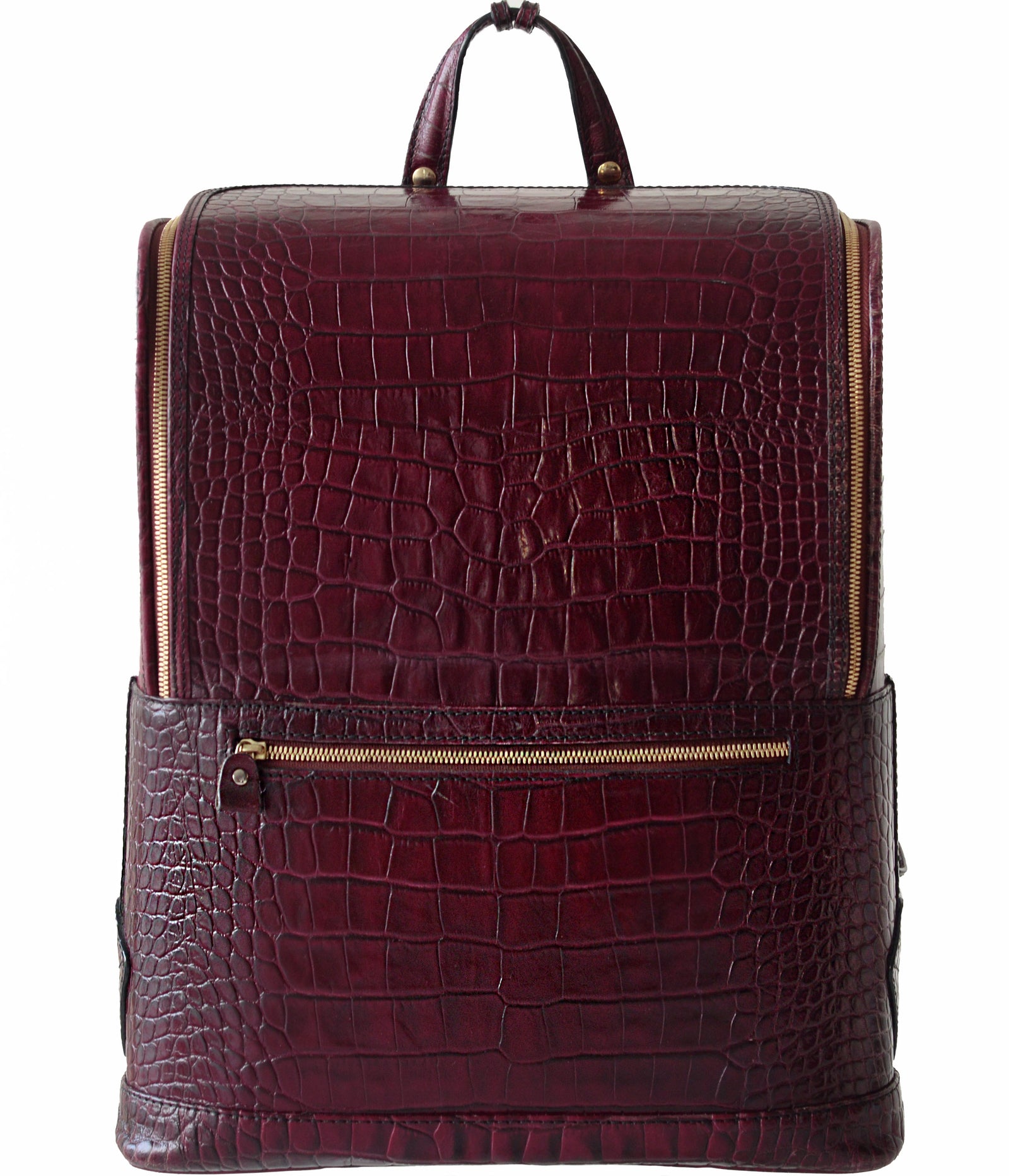 burgundy faux leather backpack Burgundy Croc-Embossed Bucklesbury Italian Leather Backpack for Business,  Travel & Equipment
