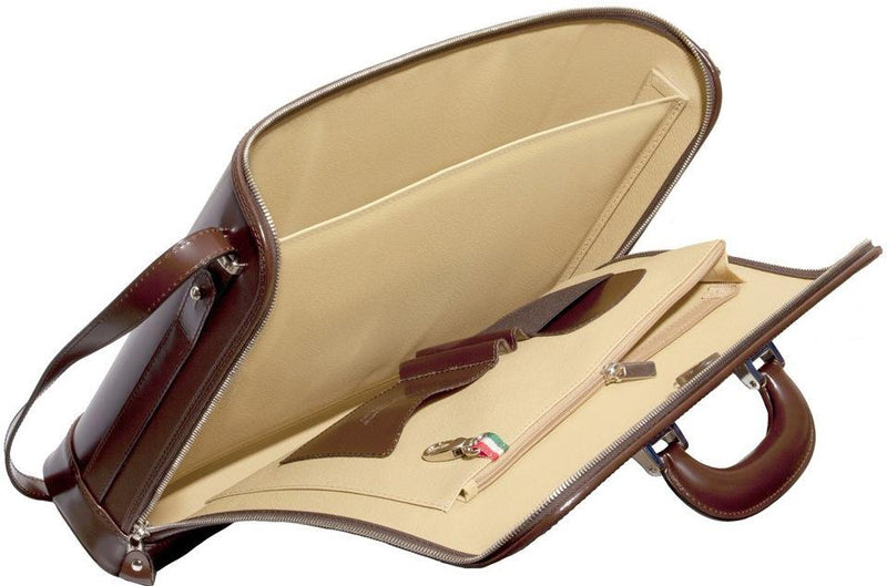 Dark Brown leather attaché briefcase and laptop bag for men and women