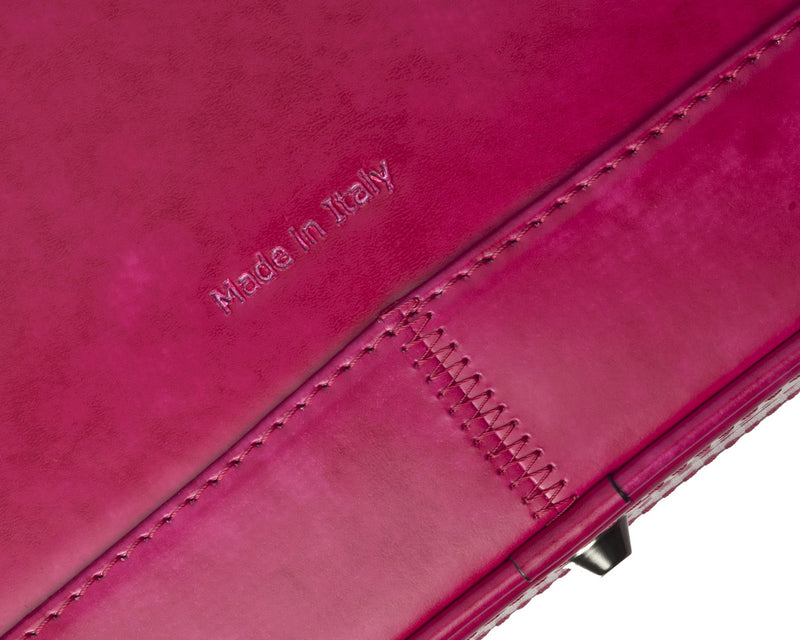 Fuchsia leather attaché briefcase and laptop bag for men and women
