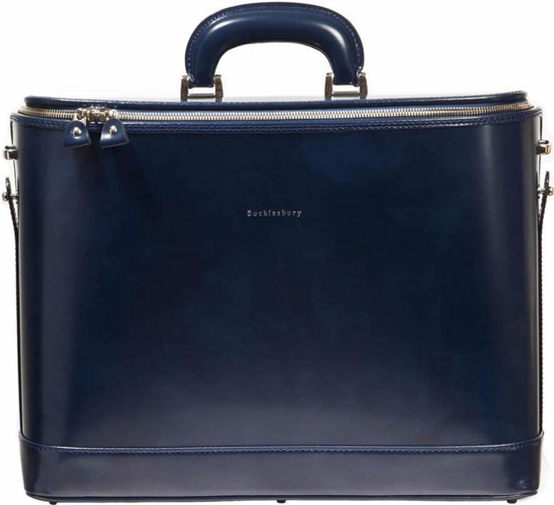Laptoptasche aus italienischem Leder in Marineblau