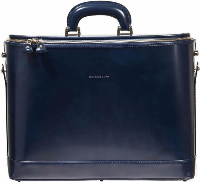 Navy Blue Italian Leather Laptop Bag