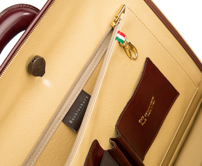 Burgundy leather attaché briefcase and laptop bag for men and women