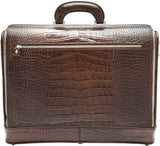 Dark Brown Croco leather attaché briefcase and laptop bag for men and women